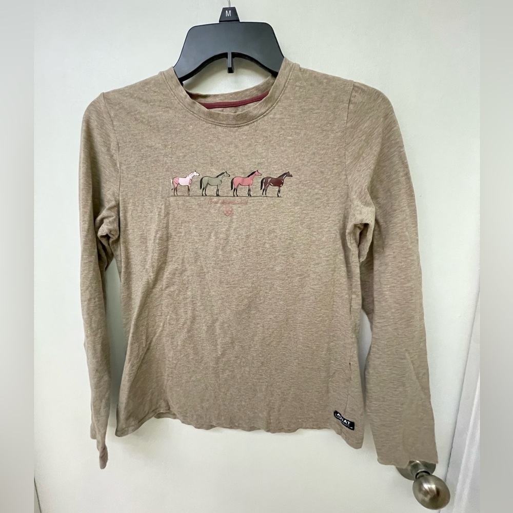 Ariat  Long Sleeve Shirt with Horse Design - Tan Size XL